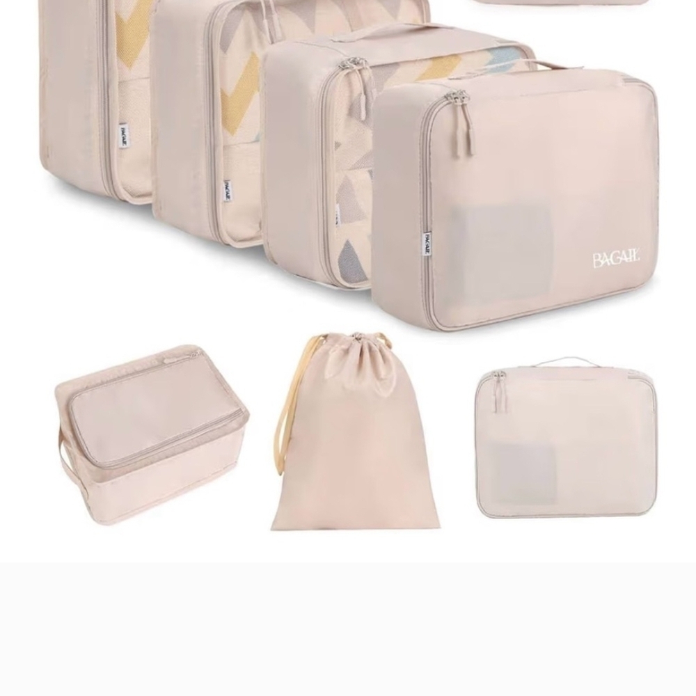 Beige Travel Packing Cubes Set
